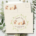 Enchanted Forest Thank You Postcard<br><div class="desc">Introducing our charming woodland animals baby shower design, perfect for celebrating the arrival of your little one. This rustic design features adorable woodland animals, adding a touch of nature to your special event. The warm and inviting colours create a cosy atmosphere, setting the tone for a memorable celebration. Whether you're...</div>