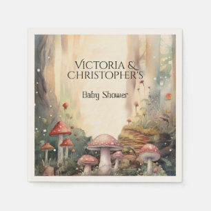 Enchanted Forest Toadstool Mushroom Baby Shower Napkin