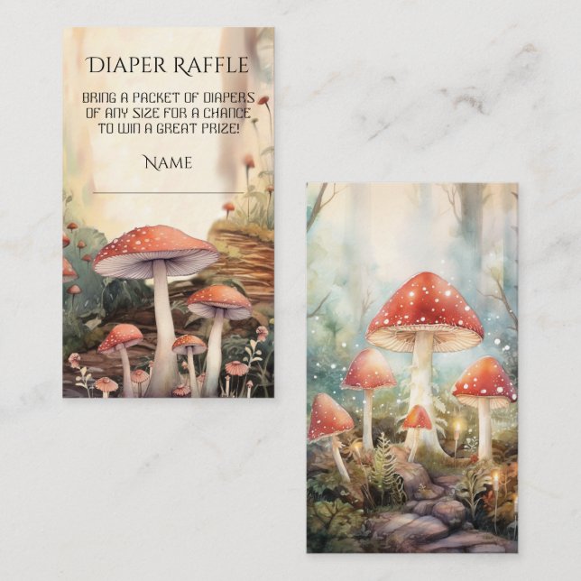 Enchanted Forest Toadstool Mushroom Diaper Raffle Business Card (Front/Back)