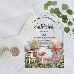Enchanted Forest Toadstool Storybook Wedding Acrylic Invitations
