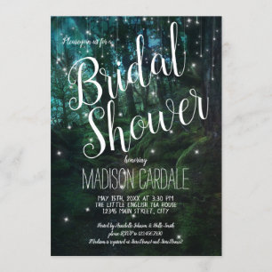 Enchanted Forest Trees Fairy Lights Bridal Shower Invitation