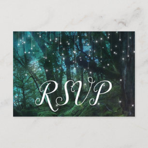 Enchanted Forest Trees Fairy Lights RSVP Response Invitation