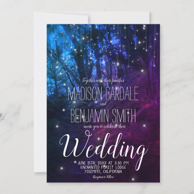 Enchanted Forest Trees Fairy Lights Wedding Invitation (Front)