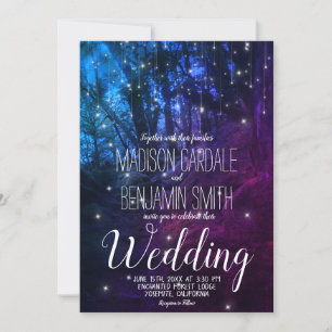Enchanted Forest Trees Fairy Lights Wedding Invitation