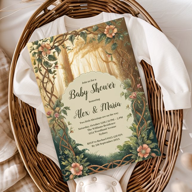 Enchanted Forest Twins Baby Shower Invitation (Creator Uploaded)