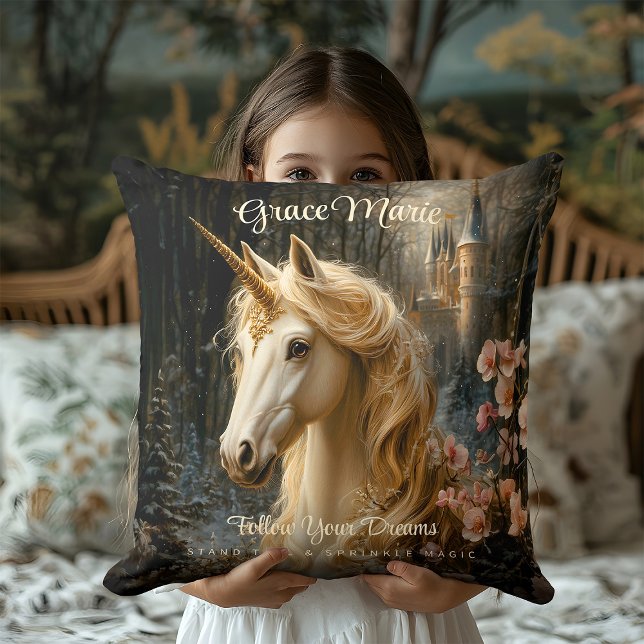 Enchanted Forest Unicorn | Golden Castle Cushion (Creator Uploaded)