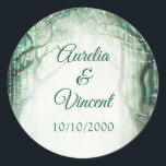 Enchanted Forest Wedding Classic Round Sticker<br><div class="desc">Your magical woodland wedding needs a design that's just as magical. This wedding design features elegant watercolor artwork with sparkly string lights. Order your printed invitations and party supplies or download your digital invitations now for a day they'll never forget!</div>