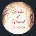 Enchanted Forest Wedding Classic Round Sticker<br><div class="desc">Your magical woodland wedding needs a design that's just as magical. This wedding design features elegant watercolor artwork with sparkly string lights. Order your printed invitations and party supplies or download your digital invitations now for a day they'll never forget!</div>