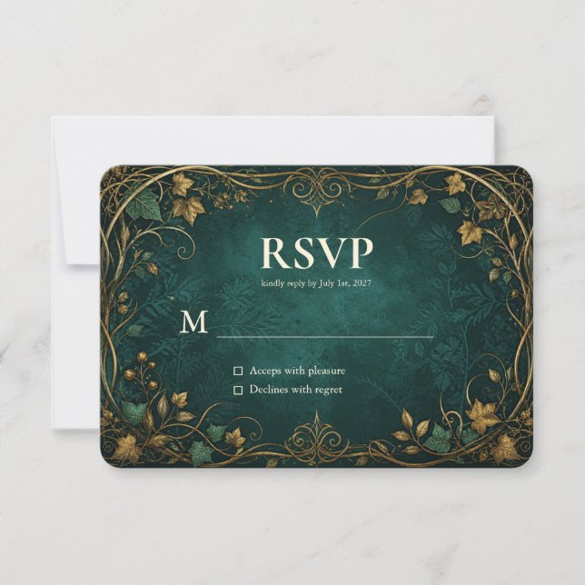 Enchanted Forest Wedding RSVP Card (Front)