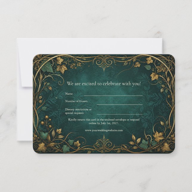 Enchanted Forest Wedding RSVP Card (Front)