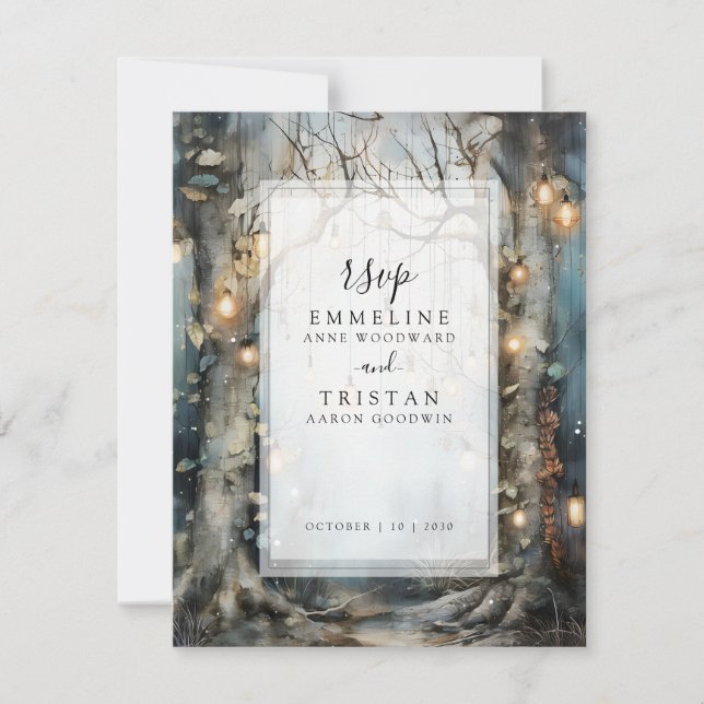 Enchanted Forest Wedding RSVP Card (Front)