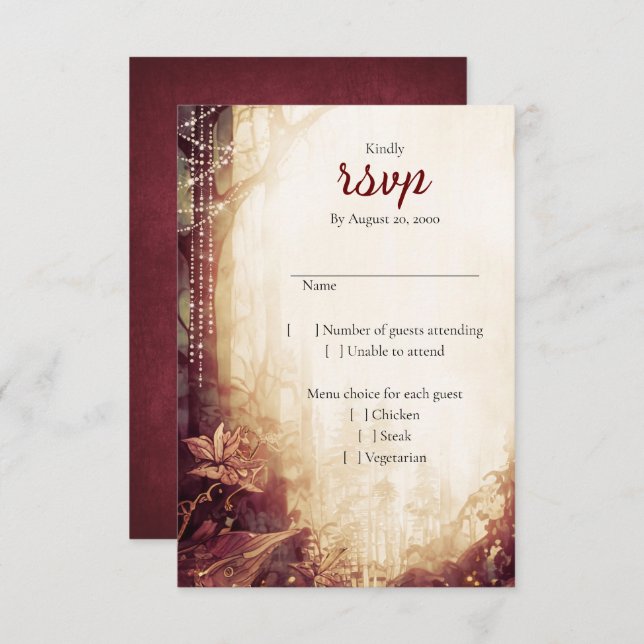 Enchanted Forest Wedding RSVP Card (Front/Back)