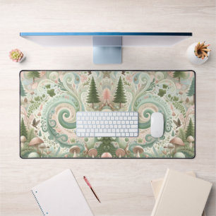 Enchanted Forest Whirl: A Pastel Cottagecore Dream Desk Mat