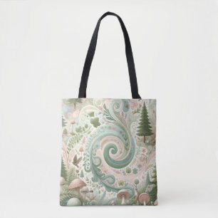 Enchanted Forest Whirl: A Pastel Cottagecore Dream Tote Bag