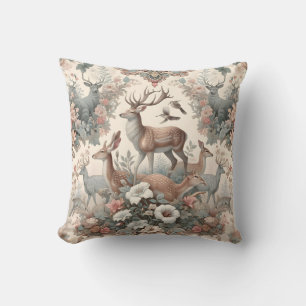 Enchanted Forest Whispers: Victorian Wildlife Cushion