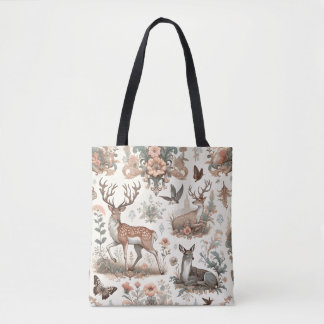 Enchanted Forest Whispers: Victorian Wildlife Tote Bag