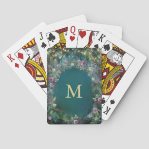Enchanted Forest Wild Roses Fairy Woodland Initial Playing Cards