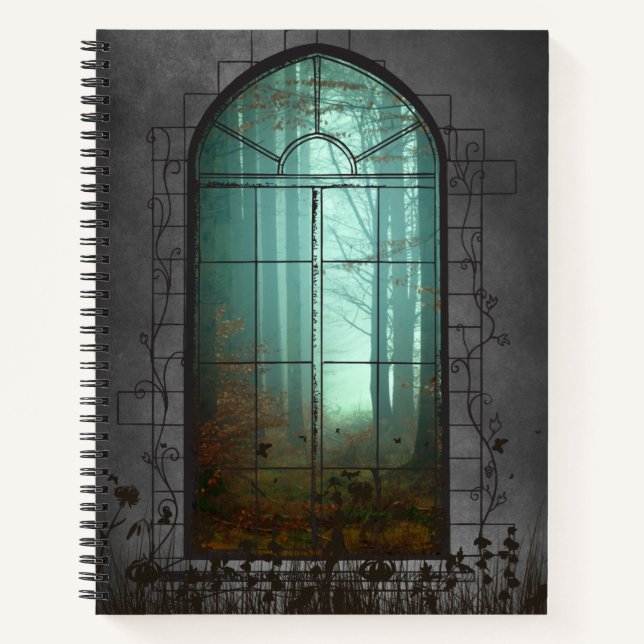 Enchanted Forest Window – Mystical Gothic  Notebook (Front)
