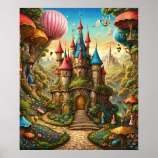Enchanted Forest With Fairytale Castle Poster