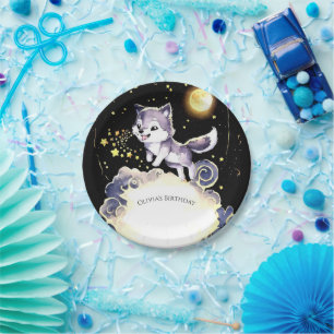 Enchanted Forest Wolf Birthday Paper Plate
