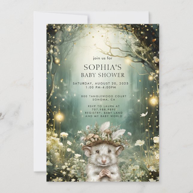 Enchanted Forest Woodland Animal Baby Shower Invitation (Front)