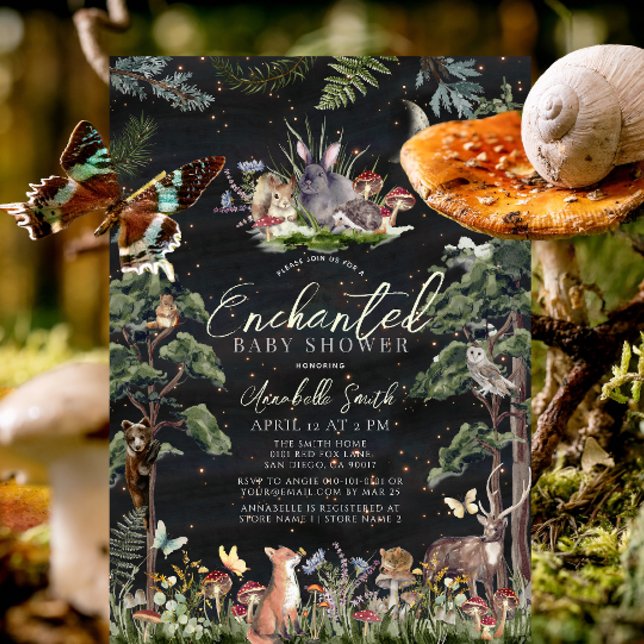 Enchanted Forest Woodland Animals Baby Shower Invitation (Enchanted Forest Woodland Animals Baby Shower Invitation)