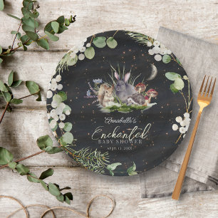 Enchanted Forest Woodland Animals Baby Shower Paper Plate