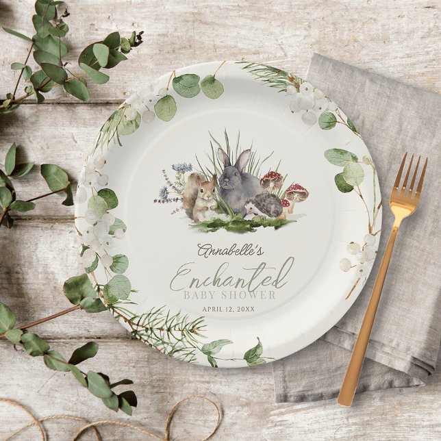 Enchanted Forest Woodland Animals Baby Shower Paper Plate (Creator Uploaded)