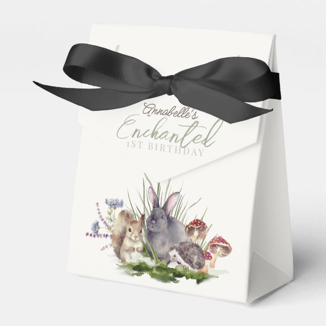 Enchanted Forest Woodland Animals Birthday Cream Favour Box (Front Side)