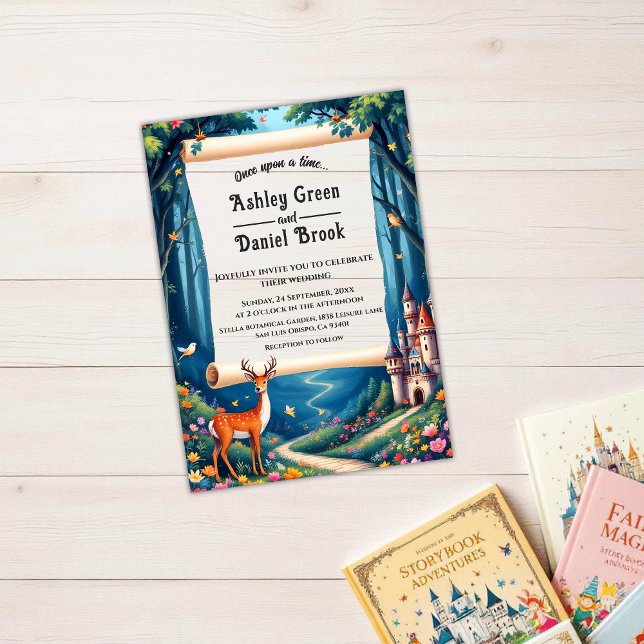Enchanted Forest Woodland Castle Fairytale Wedding Acrylic Invitations (Creator Uploaded)