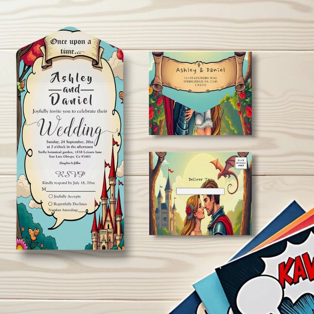 Enchanted Forest Woodland Castle Fairytale Wedding All In One Invitation (Creator Uploaded)