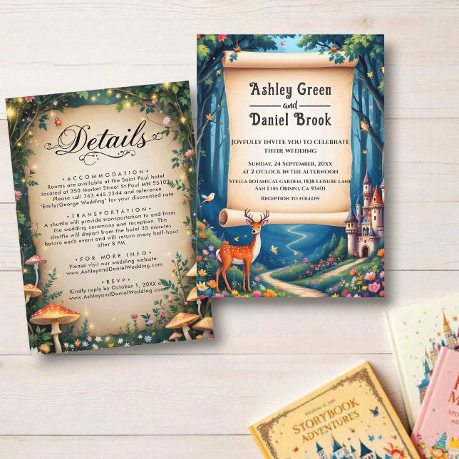 Enchanted Forest Woodland Castle Fairytale Wedding Invitation (Creator Uploaded)