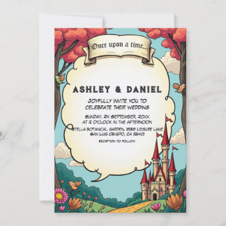 Enchanted Forest Woodland Castle Fairytale Wedding Invitation