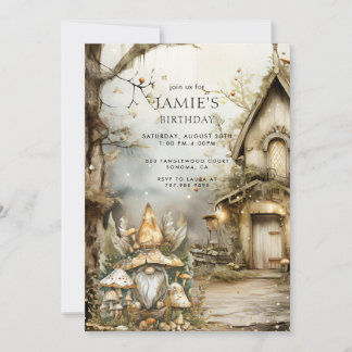 Enchanted Forest Woodland Gnome Kid's Birthday I Invitation