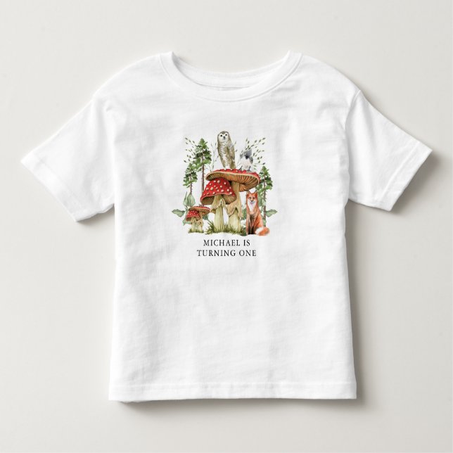 Enchanted Forest Woodlands Boy First Birthday  Toddler T-Shirt (Front)