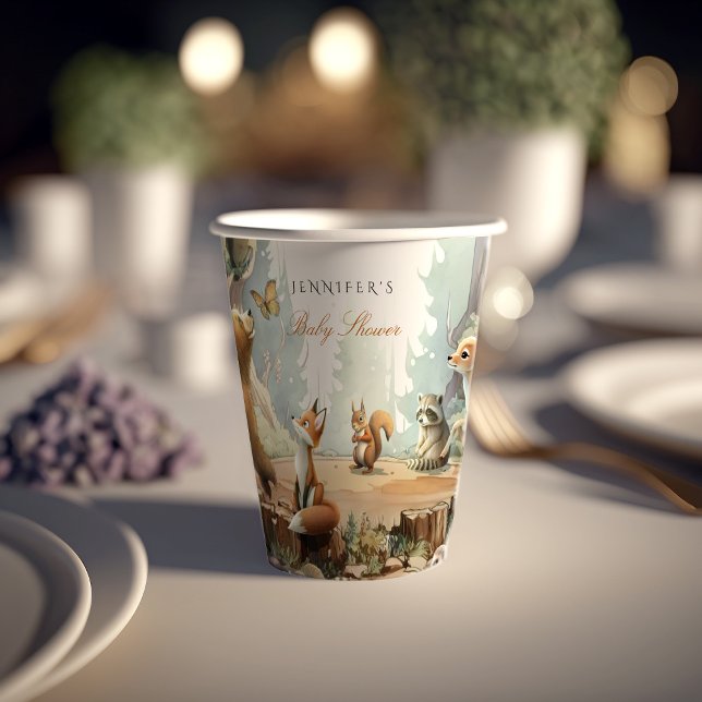 Enchanted Forest Wrap-Around Artwork Baby Shower Paper Cups (Creator Uploaded)