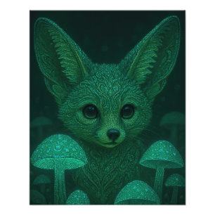 Enchanted Fox & Bioluminescent Mushrooms Fairycore Photo Print