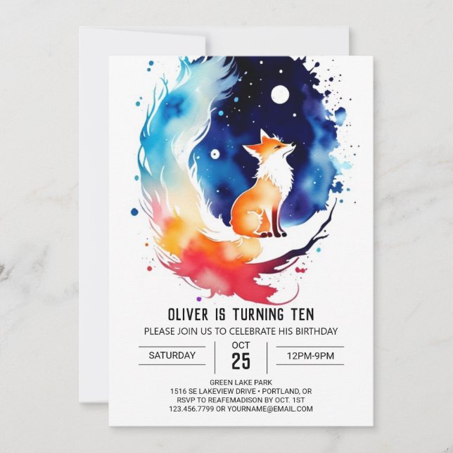 Enchanted Fox Hollow Birthday Invitation (Front)