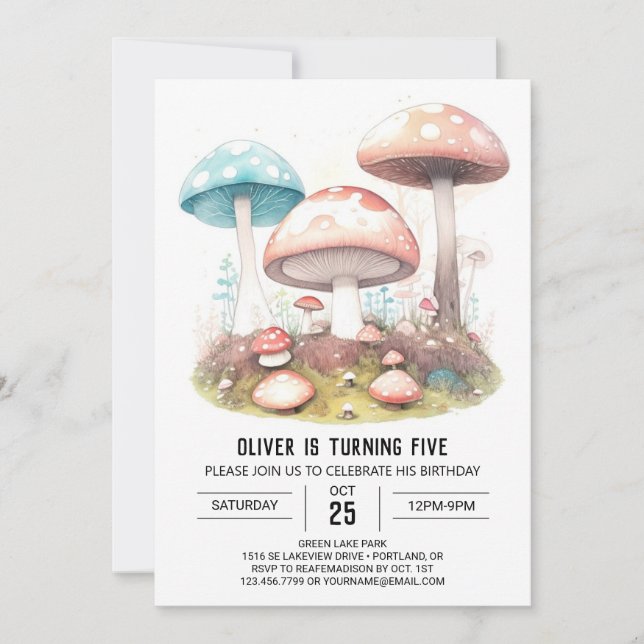 Enchanted Fungi Forest Birthday Invitation (Front)