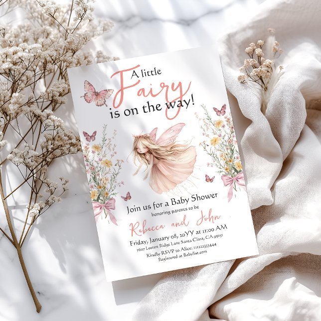 Enchanted Garden and Bow Fairy Baby Shower Invitation (Creator Uploaded)