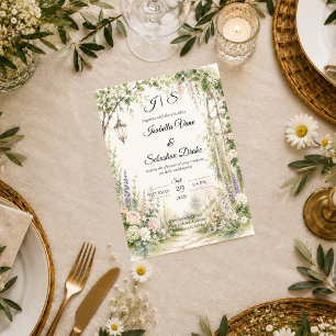 Enchanted Garden Arch Romance Wedding Invitation