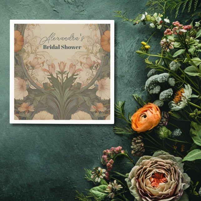 Enchanted Garden Art Nouveau Bridal Shower  Napkin (Creator Uploaded)