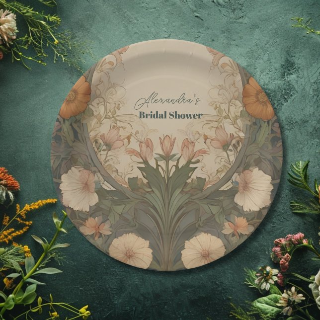 Enchanted Garden Art Nouveau Bridal Shower  Paper Plate (Creator Uploaded)