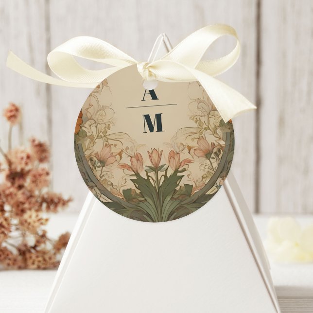 Enchanted Garden Art Nouveau Wedding  Classic Round Sticker (Creator Uploaded)