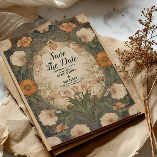 Enchanted Garden Art Nouveau Wedding  Save The Date (Creator Uploaded)