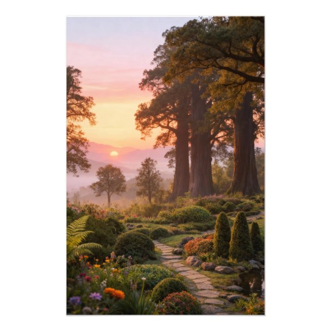 Enchanted Garden at Dawn Majestic Trees Photo Print (Front)