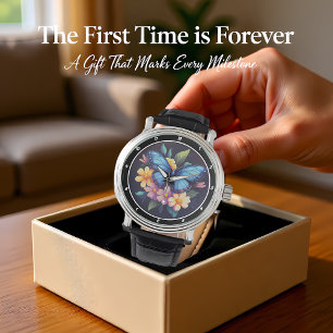 Enchanted Garden" - Blue Butterfly & Floral Watch