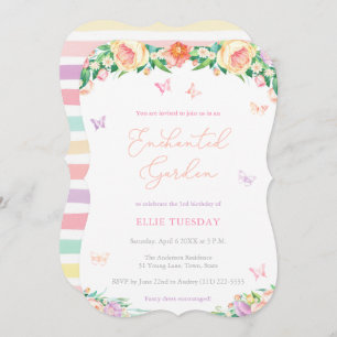 Enchanted Garden Butterfly Girl Birthday Party Invitation