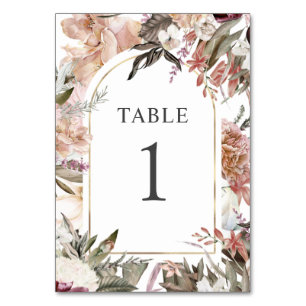 Enchanted Garden Elegant Boho Floral Table Number