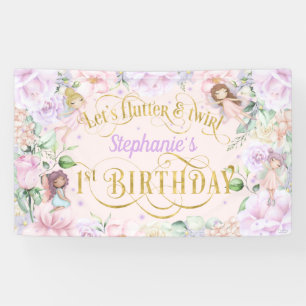 Enchanted garden Fairy, 1st birthday backdrop Bann Banner